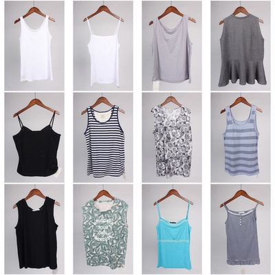 XT246古着vintage日常休闲百搭内搭外穿韩版夏季无袖背心吊带上衣