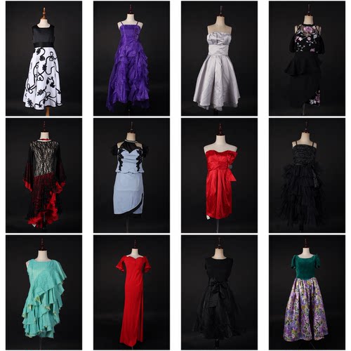 LF8古着vintage复古风中古钉珠亮片宴会演出气质款礼服晚装