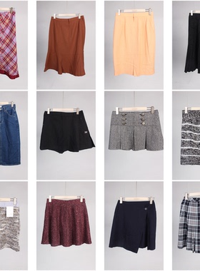 BK569古着vintage日系秋冬花色复古风格子文艺森系毛呢短裙半身裙