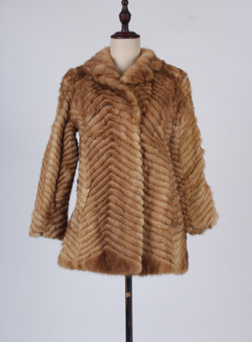 TM267-03514古着vintage冬季保暖真皮草貂毛外套