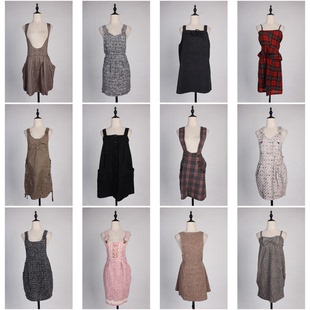 BX66古着vintage日系文艺复古风春秋女装中长款连衣裙背心吊带裙