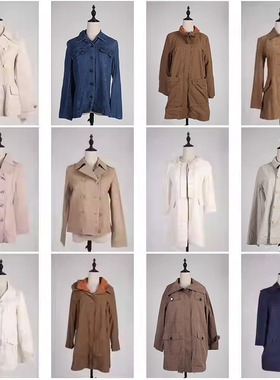 FY18古着vintage日系文艺秋冬法式意大利街拍款中长风衣大衣外套