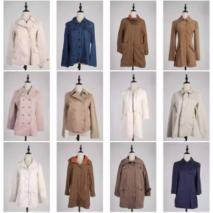 FY18古着vintage日系文艺秋冬法式 中长风衣大衣外套 意大利街拍款