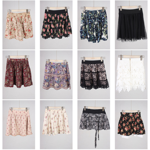 BK745古着vintage日系甜美风夏季 雪纺短裙牛仔半身裙