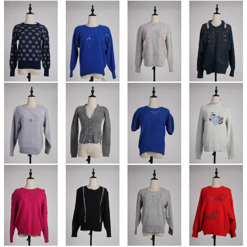 MY111古着vintage中古女装日系秋冬圆领套头毛衣