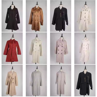FY12古着vintage日系文艺秋冬法式 中长风衣大衣外套 意大利街拍款