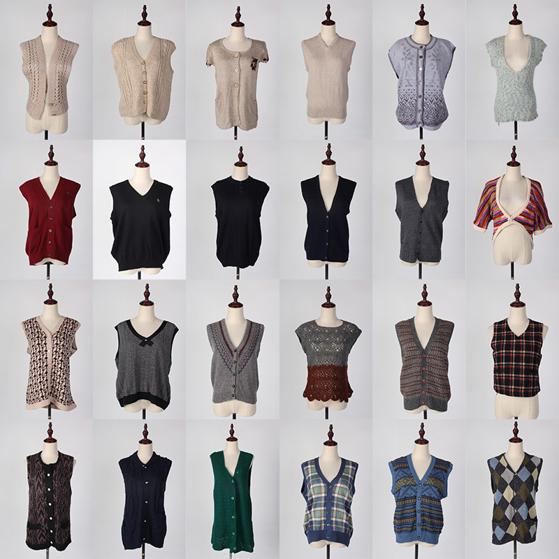 BM5古着vintage日本制学院风文艺森系秋冬毛线针织羊毛马甲