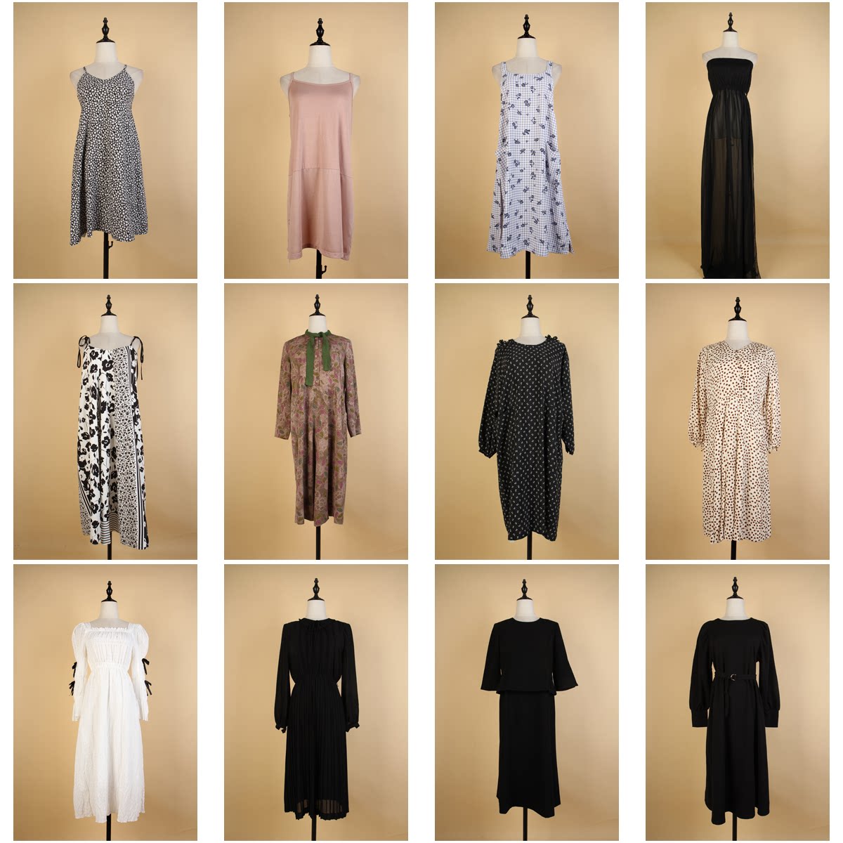 LY173古着vintage中古女装复古风意大利街拍款花色中长款连衣裙