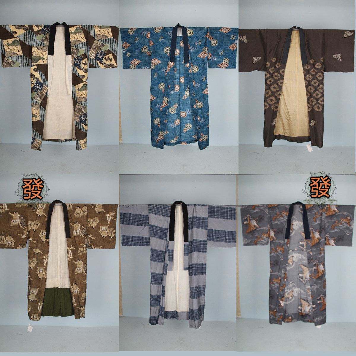 vintage风古着日本印花薄款和服
