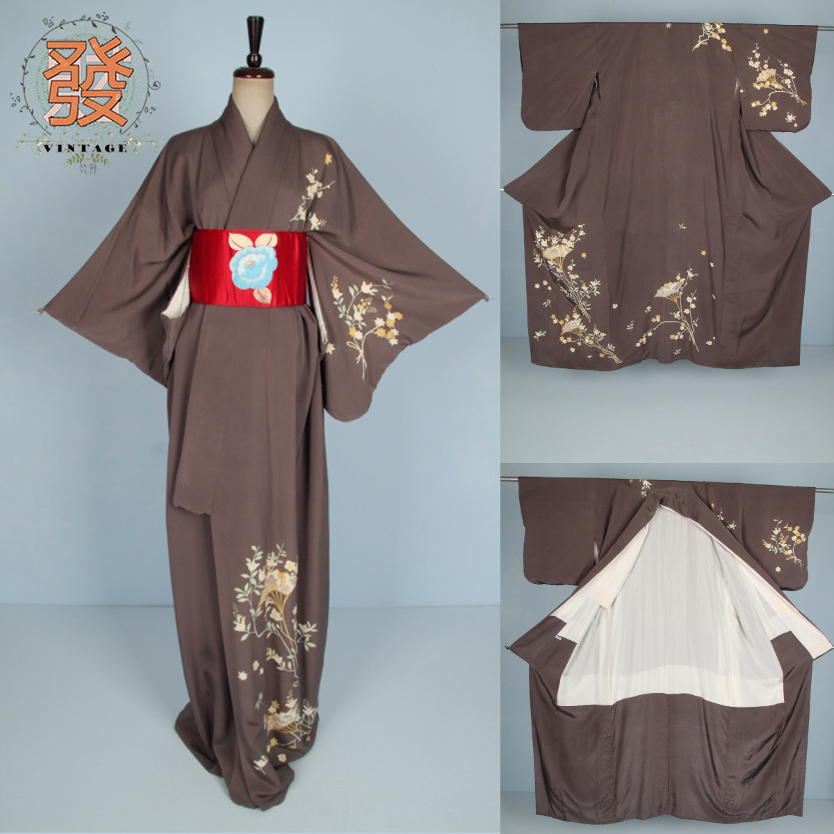 vintage风古着日本印花外套和服