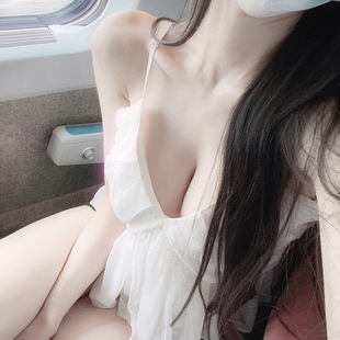 值得入YC306性感显胸大女人味荷叶边吊带背心衬衫
