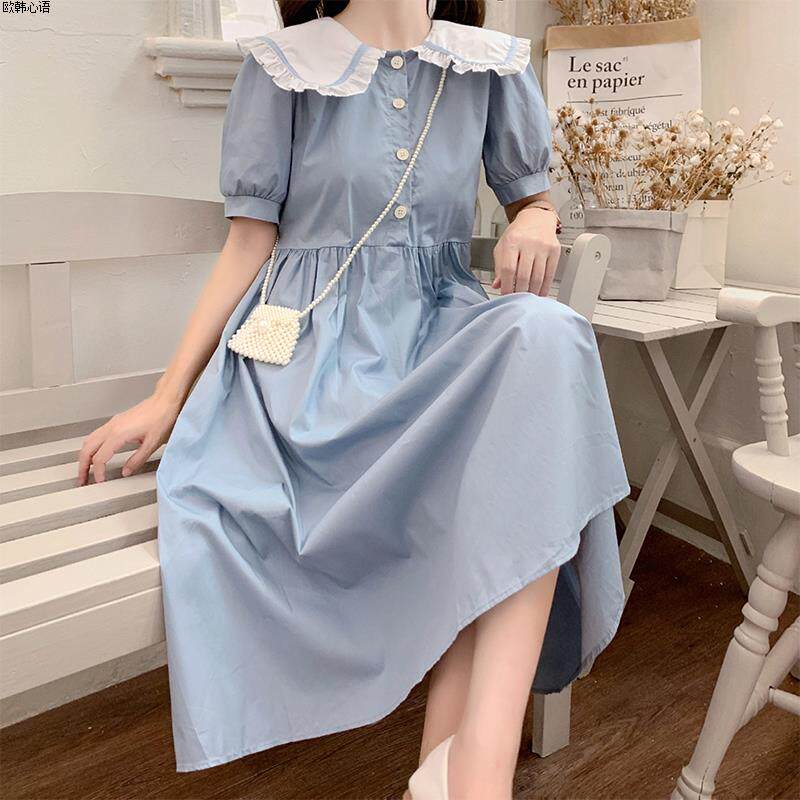 初中高中学生少女孩短袖连衣裙2025夏装新款时尚显瘦小清新长裙子