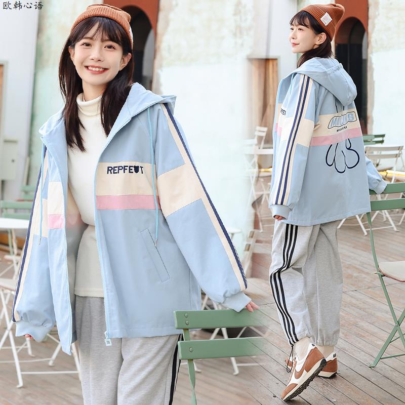 2025春秋新款初中学生风衣中长款高中女孩外套女士可爱卡通棒球服
