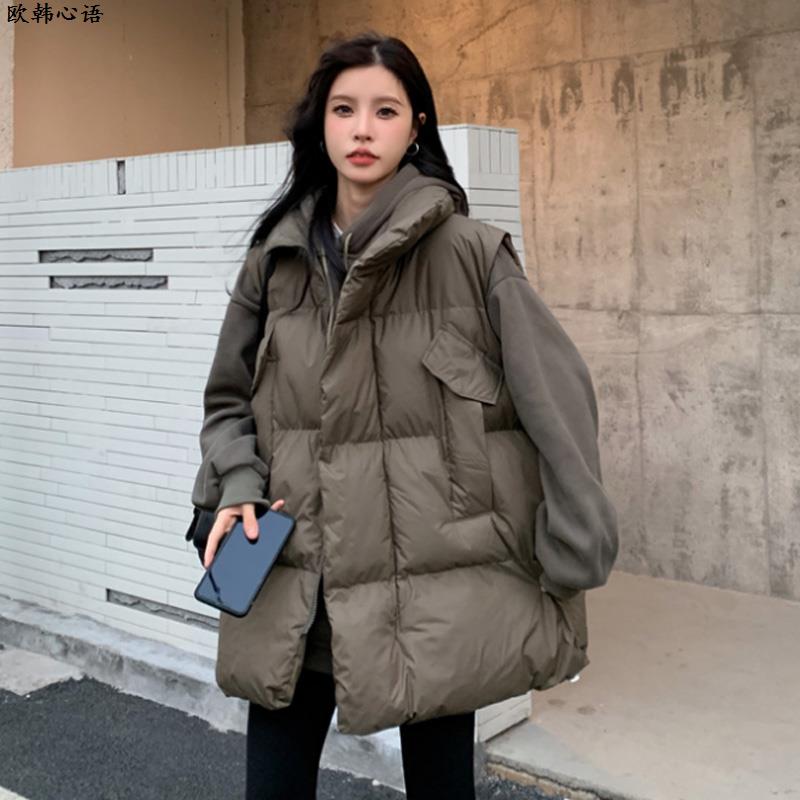 中长款羽绒棉服马甲女冬季