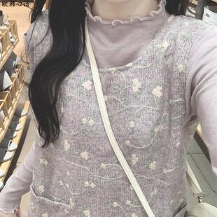 2024年冬季法式初恋刺绣连衣裙两件套小个子复古气质仙女温柔长裙