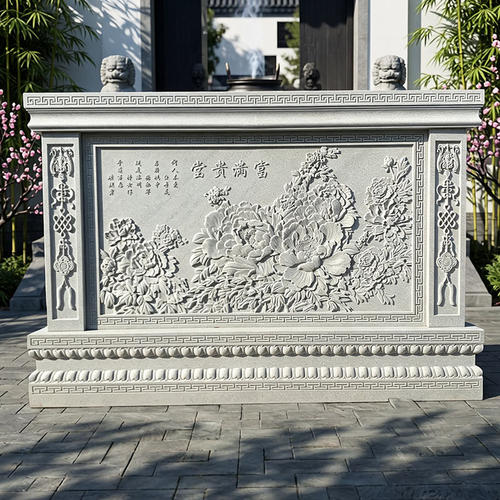 石雕影壁墙雕塑大理石人物浮雕壁画花草壁画浮雕迎门墙山水画浮雕