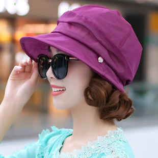 透气欧根纱纱帽中年凉帽可折叠休闲太阳帽 薄款 夏季 帽子女士韩版
