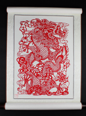 手工剪纸画轴中国传统特色工艺品精美装裱剪纸挂轴商务出国礼品