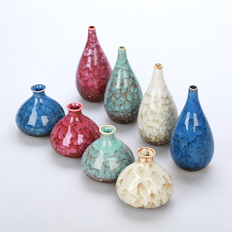 Jingdezhen small vase ceramic creative vase colored glaze flower vase porcelain Mini ornament hydroponic flower