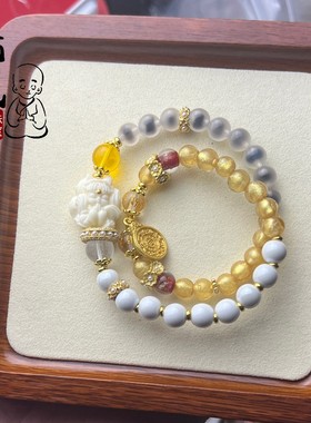 九宫八卦心咒琉璃手串金箔