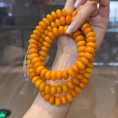 藏式牛骨蜡黄算盘珠14mm车轮饼子散珠子手工文玩佛珠手串配珠隔珠