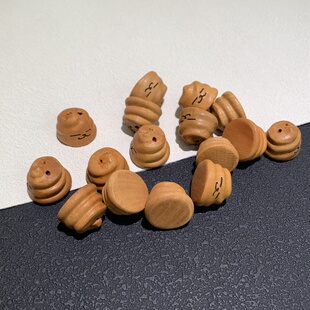 「奋斗桃木雕刻趣味屎斗吊坠小配件diy手工文玩手持念珠精致提溜