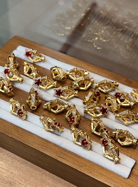纯铜镶嵌钻星星尾束配件手持文玩饰品佛珠手串三通弟子珠DIY配饰