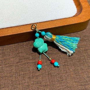 手工编织流苏菱镁矿绿松小马上有钱万能小提溜DIY 手串项链小吊坠