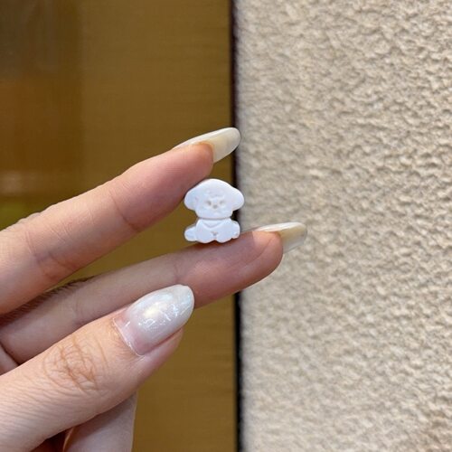 精工驼骨雕刻可爱小狗配饰时尚趣味文玩佛珠饰品项链手串配珠隔珠