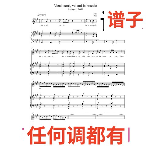 Vieni corri volami in braccio 3A伴奏谱正谱声乐