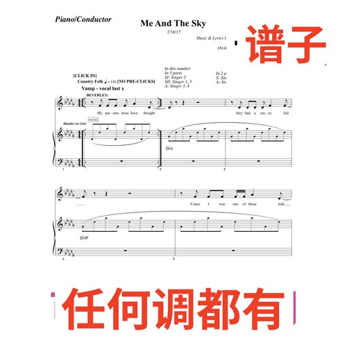 Me And The Sky 17bD伴奏谱正谱声乐