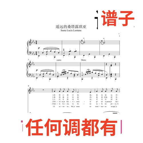 bE Santa Lucia Luntana 4伴奏谱正谱声乐