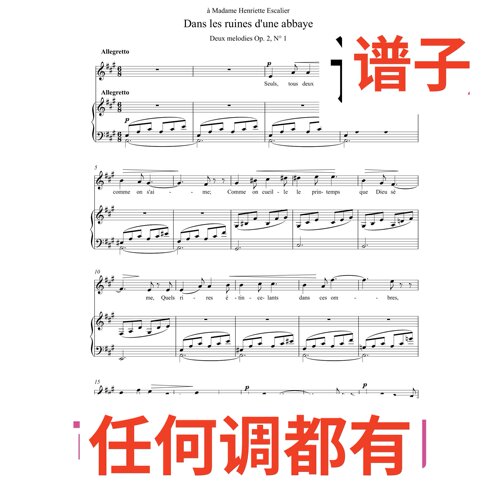 Dans les ruines dune abbaye 4A伴奏谱正谱声乐