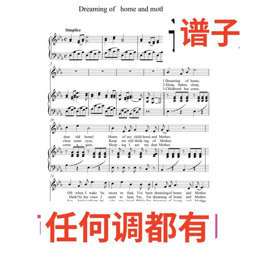 送别 Dreaming of   home and mother 2bE伴奏谱正谱声乐