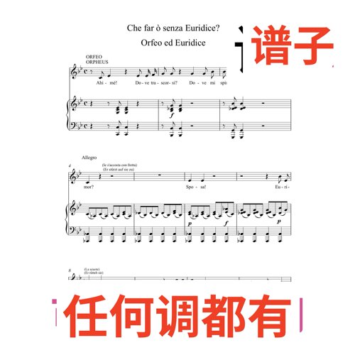 世上没有优丽迪茜我怎能活 带宣叙调7页 bB伴奏谱正谱声乐