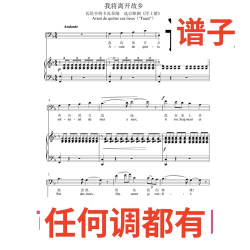 Avant de quitter ces lieux  4F伴奏谱正谱声乐