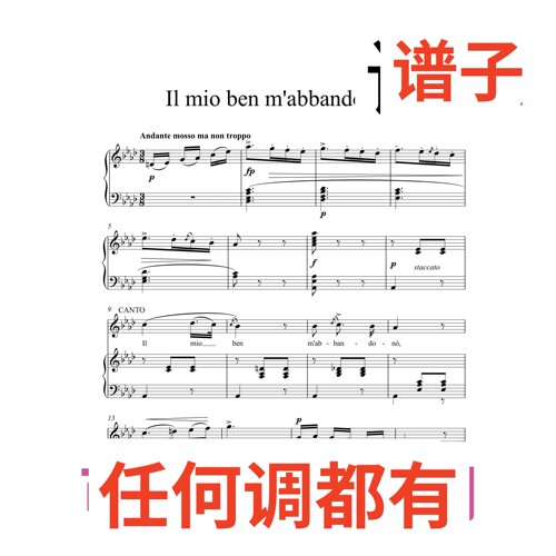 正谱bA8 Il mio ben m'abbandonò伴奏谱正谱声乐