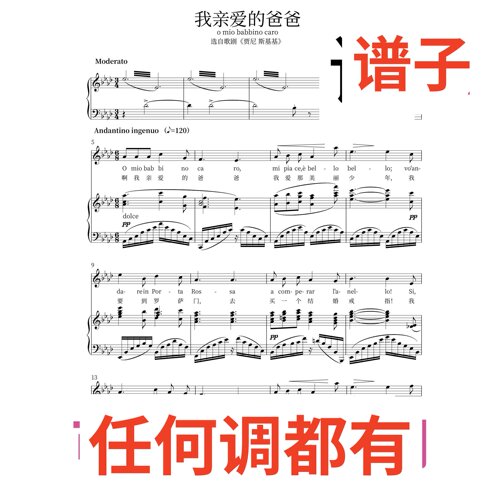 02 2bA O mio babbino caro伴奏谱正谱声乐