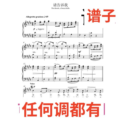 8E Pur dicesti o bocca bella伴奏谱正谱声乐