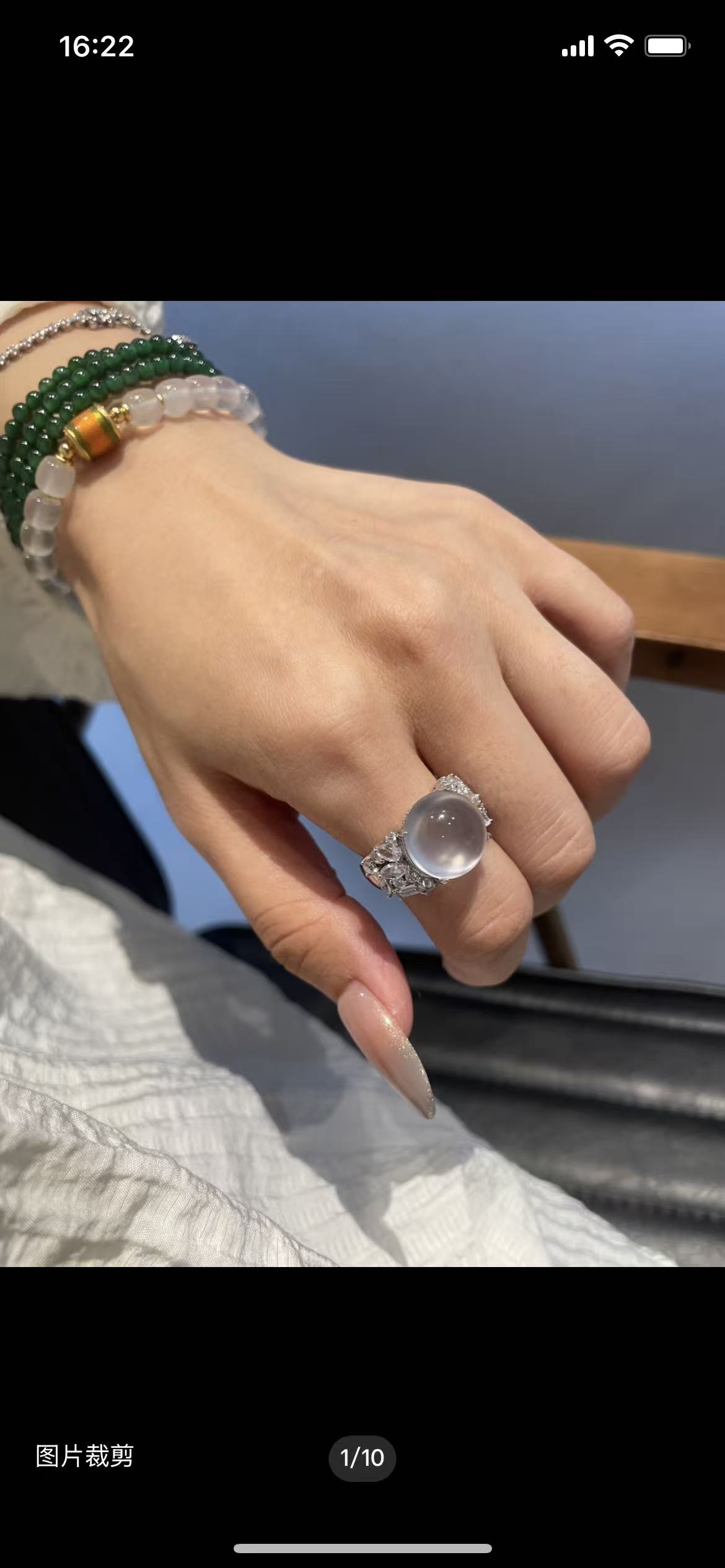 【邂逅】玉见俄冰 天然俄冰玉 玻璃种黑钢蛋面戒指下订单配尺码