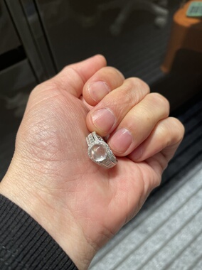 天然俄冰玉卡8莫桑钻925银密口戒下单联系客服注明尺寸