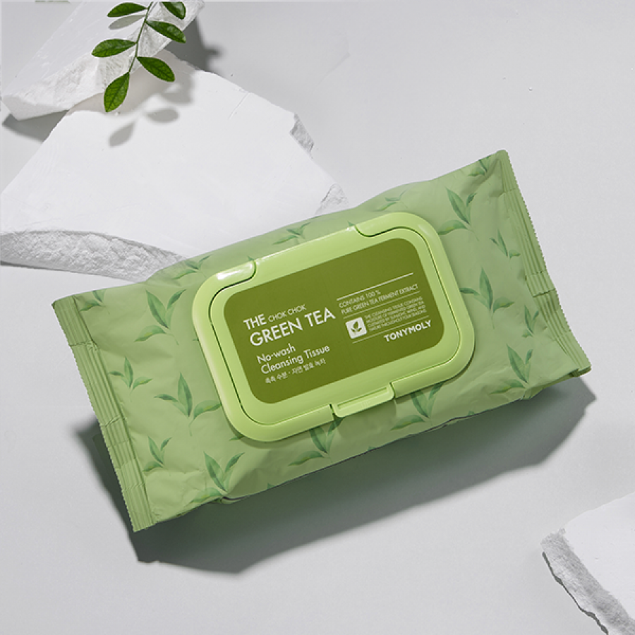 TONYMOLY THE CHOK CHOK绿茶免沖洗卸妆纸巾清爽不黏腻大容量卸妆