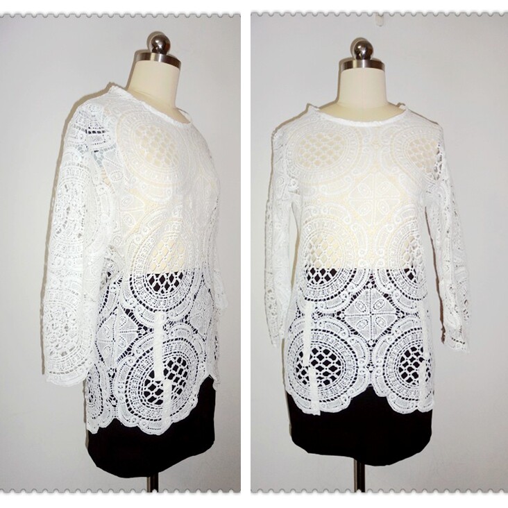 【特价】外贸原单 澳洲大牌 纯洁雅致精美棉质蕾丝罩衫纯色