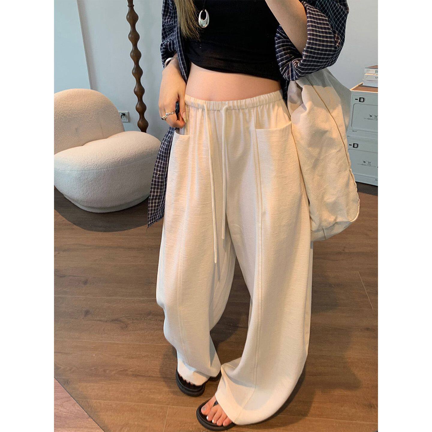 孕妇天丝亚麻裤子春夏薄款外穿2026新款不勒肚阔腿裤舒适透气长裤