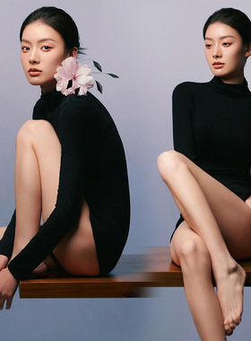 影楼新款黑色写真肖像时尚摄影个性简约私房服装连体衣艺术照服饰