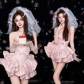 生日新款 粉色艺术照摄影服 影楼少女韩系写真画报主题甜美公主服装