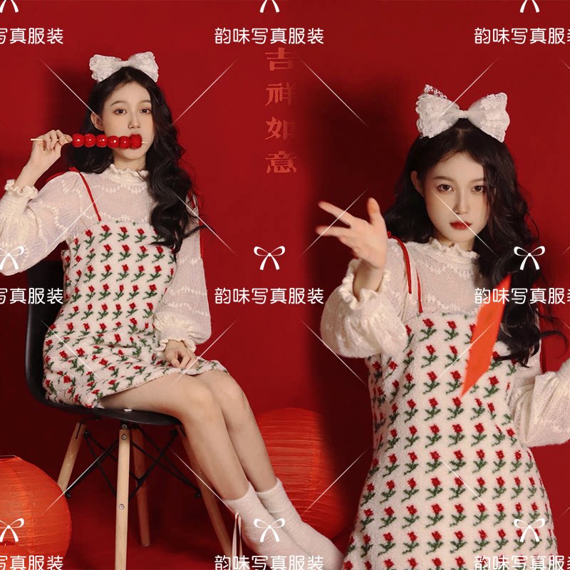 22影楼新款写真主题服装新年中国风少女旗袍复古个人艺术照摄影服