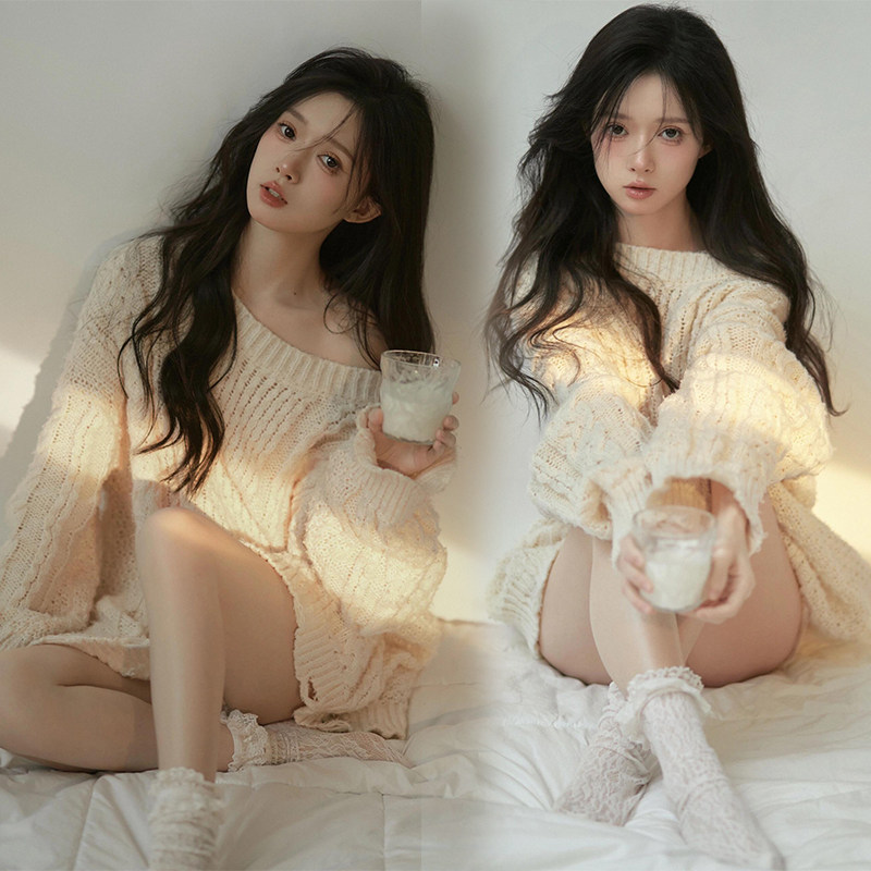 影楼新款写真服装毛衣时尚个性少女风唯美慵懒生日艺术照摄影服饰