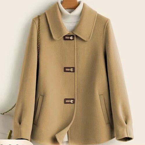 秋冬双面绒羊毛呢短款外套2024新款妈妈装高档气质小众呢子大衣潮