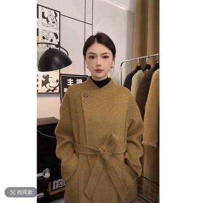 秋冬女毛呢外套韩系双面羊毛大衣短款宽松网红